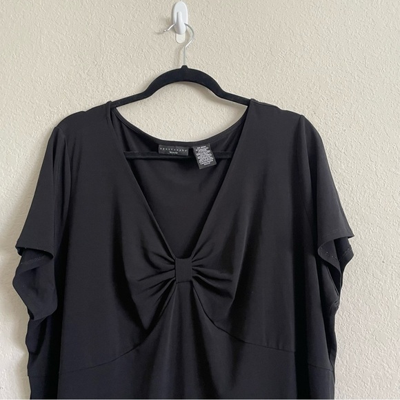 Apostrophe Woman Elegant Black Top size 24-26W formal elegance thin flowy v neck - Picture 5 of 6